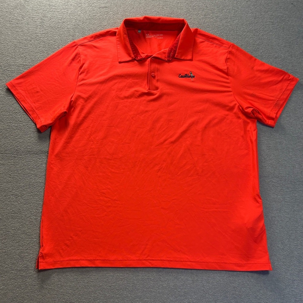 Under Armour Golf Polo Shirt Mens 2XL Red HeatGear Loose Fit Performance Casual